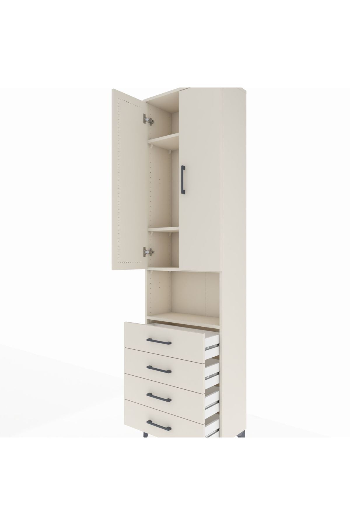 Arges Dolap 4 Raflı 4 Çekmeceli 2 Kapaklı 60x30x221 Aytaşı-Aytaşı