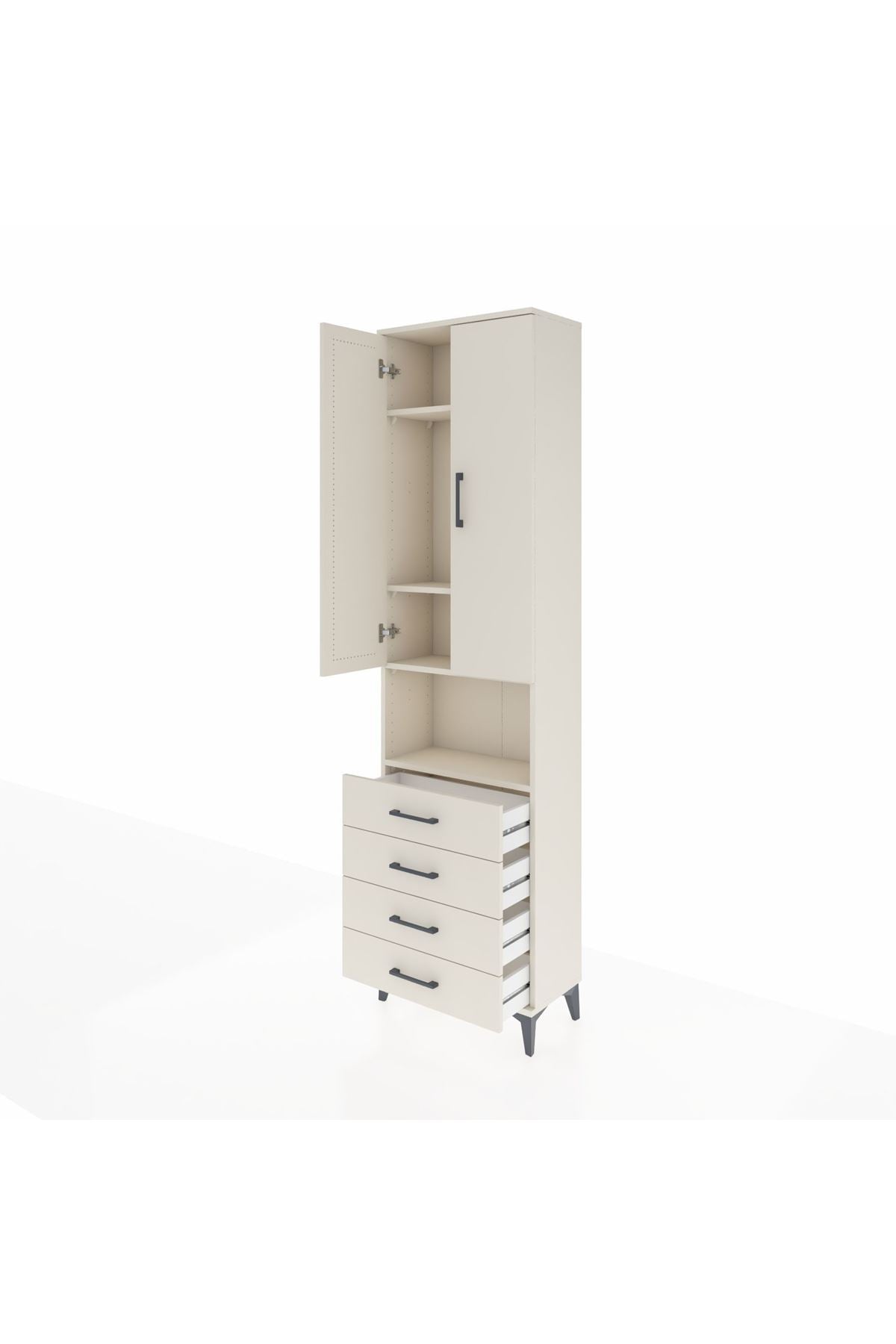 Arges Dolap 4 Raflı 4 Çekmeceli 2 Kapaklı 60x30x221 Aytaşı-Aytaşı