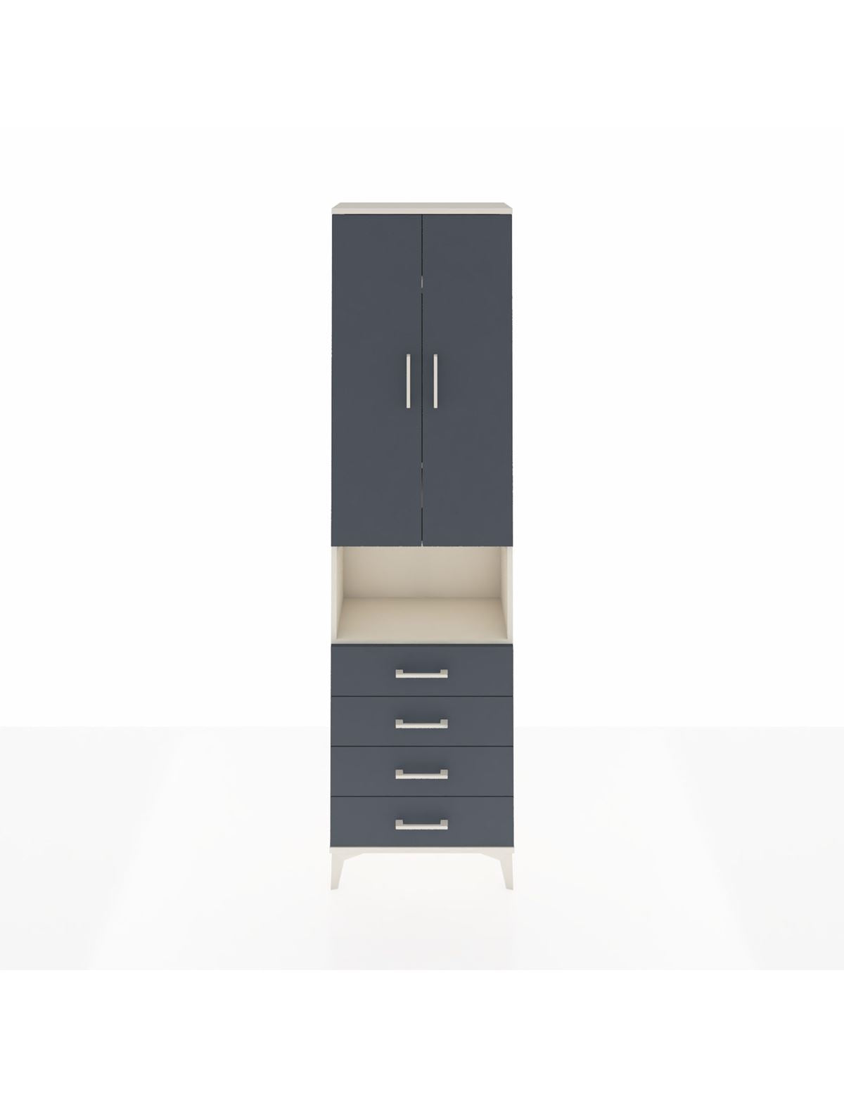 Arges Dolap 4 Raflı 4 Çekmeceli 2 Kapaklı 60x30x221 Aytaşı-Antrasit