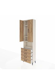 Arges Dolap 4 Raflı 4 Çekmeceli 2 Kapaklı 60x30x221 Aytaşı-Çam