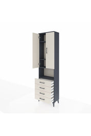 Arges Dolap 4 Raflı 4 Çekmeceli 2 Kapaklı 60x30x221 Antrasit-Aytaşı