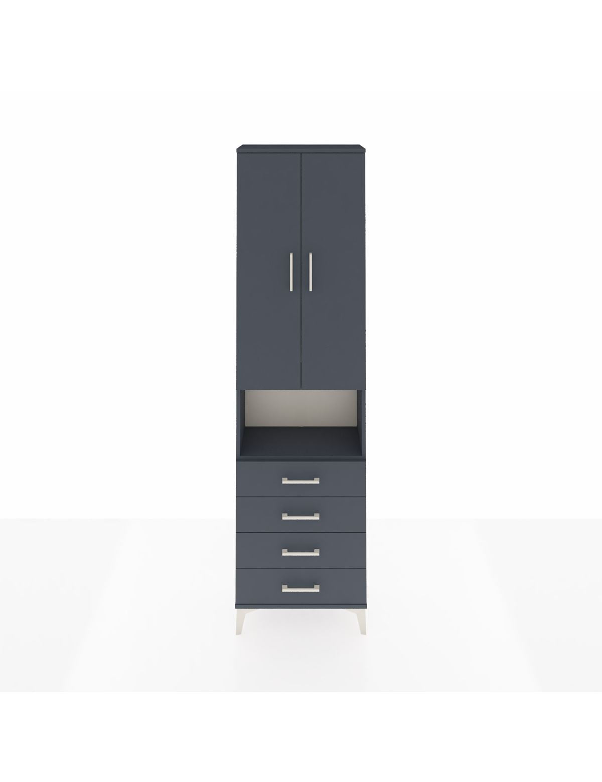 Arges Dolap 4 Raflı 4 Çekmeceli 2 Kapaklı 60x30x221 Antrasit-Antrasit
