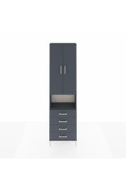 Arges Dolap 4 Raflı 4 Çekmeceli 2 Kapaklı 60x30x221 Antrasit-Antrasit