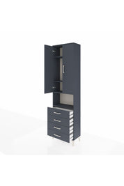 Arges Dolap 4 Raflı 4 Çekmeceli 2 Kapaklı 60x30x221 Antrasit-Antrasit