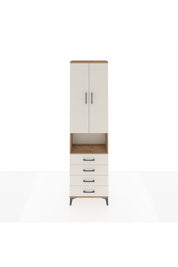 Arges Dolap 4 Raflı 4 Çekmeceli 2 Kapaklı 60x30x221 Çam-Aytaşı