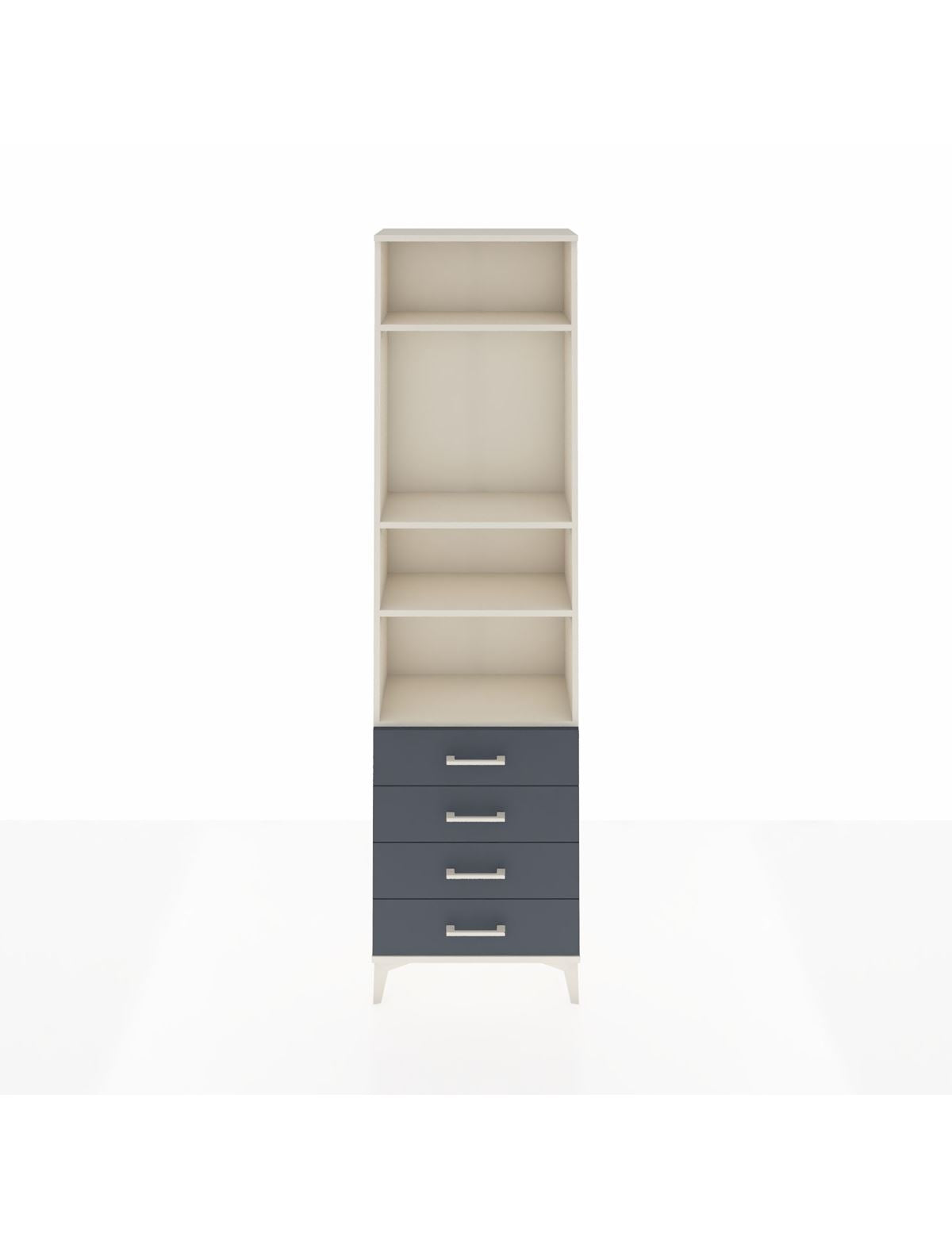 Arges Dolap 4 Raflı 4 Çekmeceli 60x30x221 Aytaşı-Antrasit