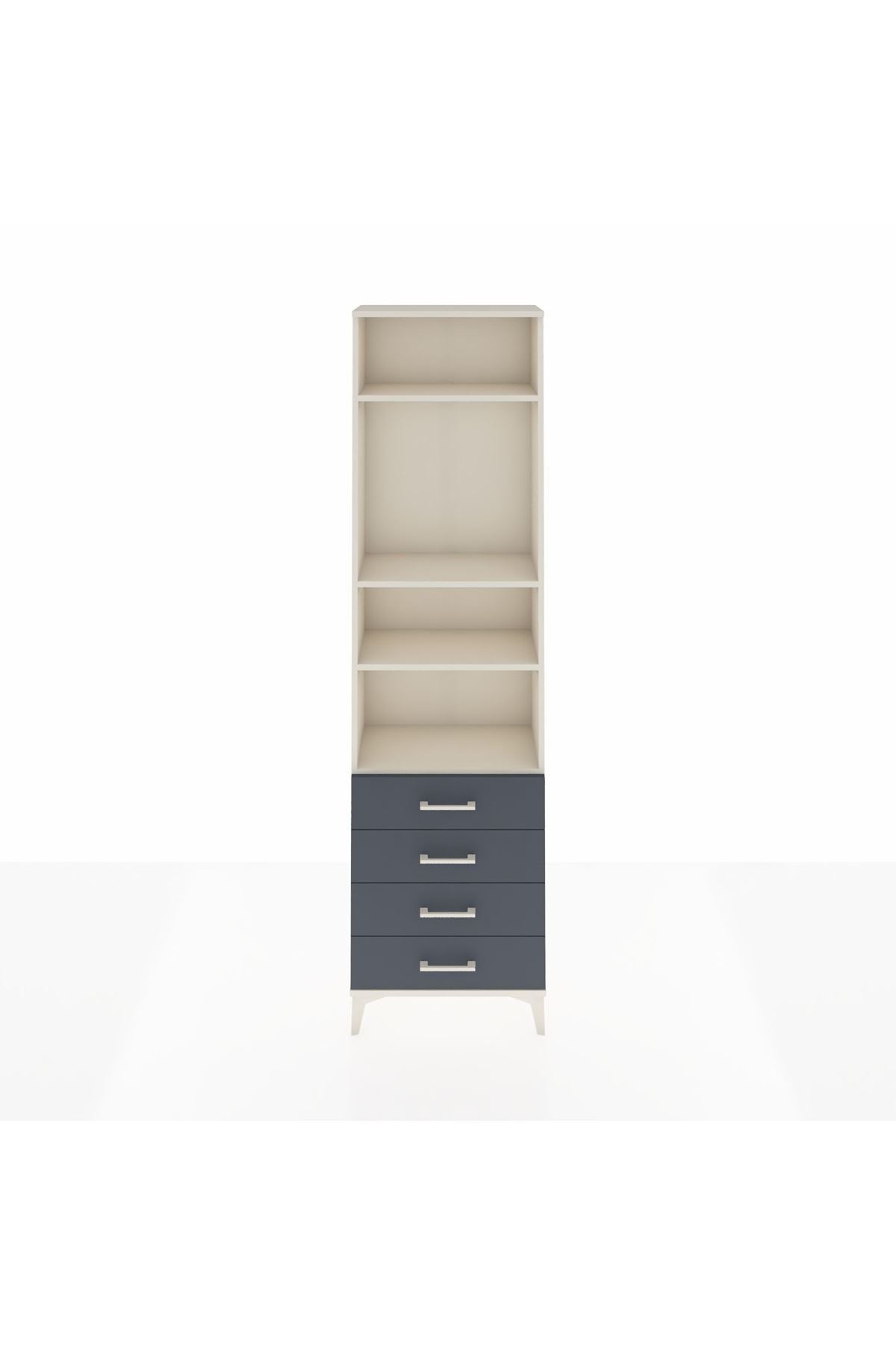 Arges Dolap 4 Raflı 4 Çekmeceli 60x30x221 Aytaşı-Antrasit