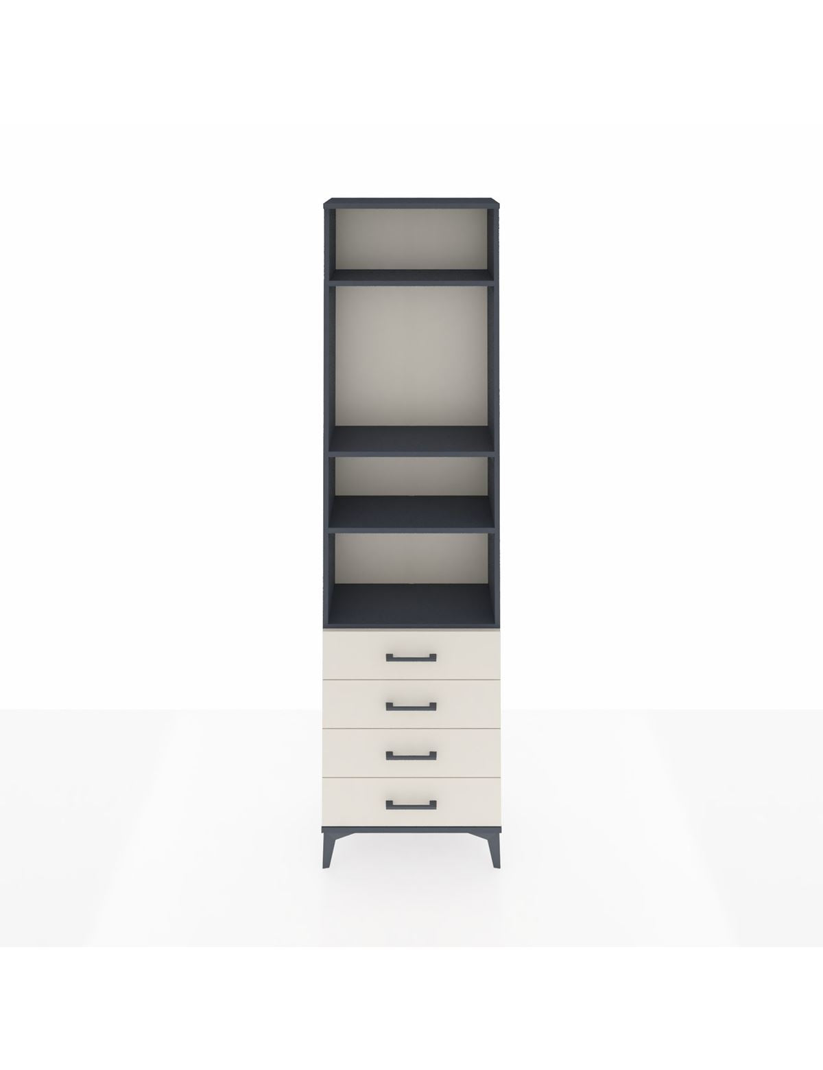 Arges Dolap 4 Raflı 4 Çekmeceli 60x30x221 Antrasit-Aytaşı