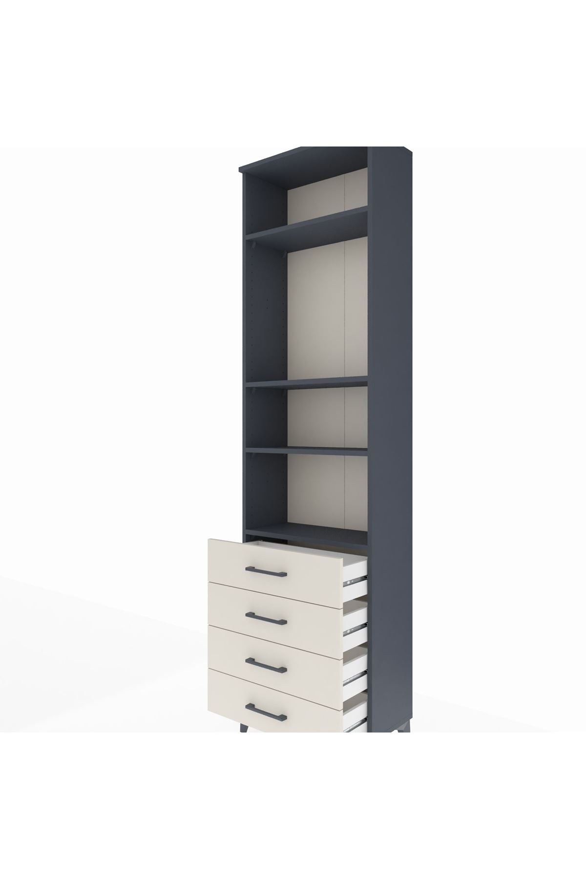 Arges Dolap 4 Raflı 4 Çekmeceli 60x30x221 Antrasit-Aytaşı