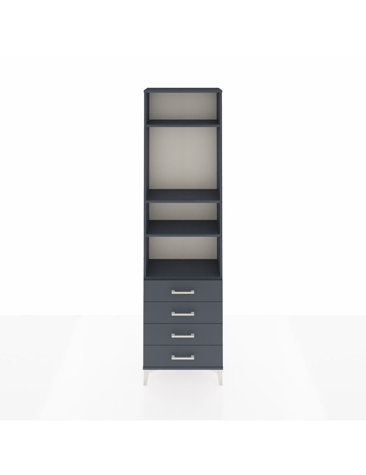 Arges Dolap 4 Raflı 4 Çekmeceli 60x30x221 Antrasit-Antrasit