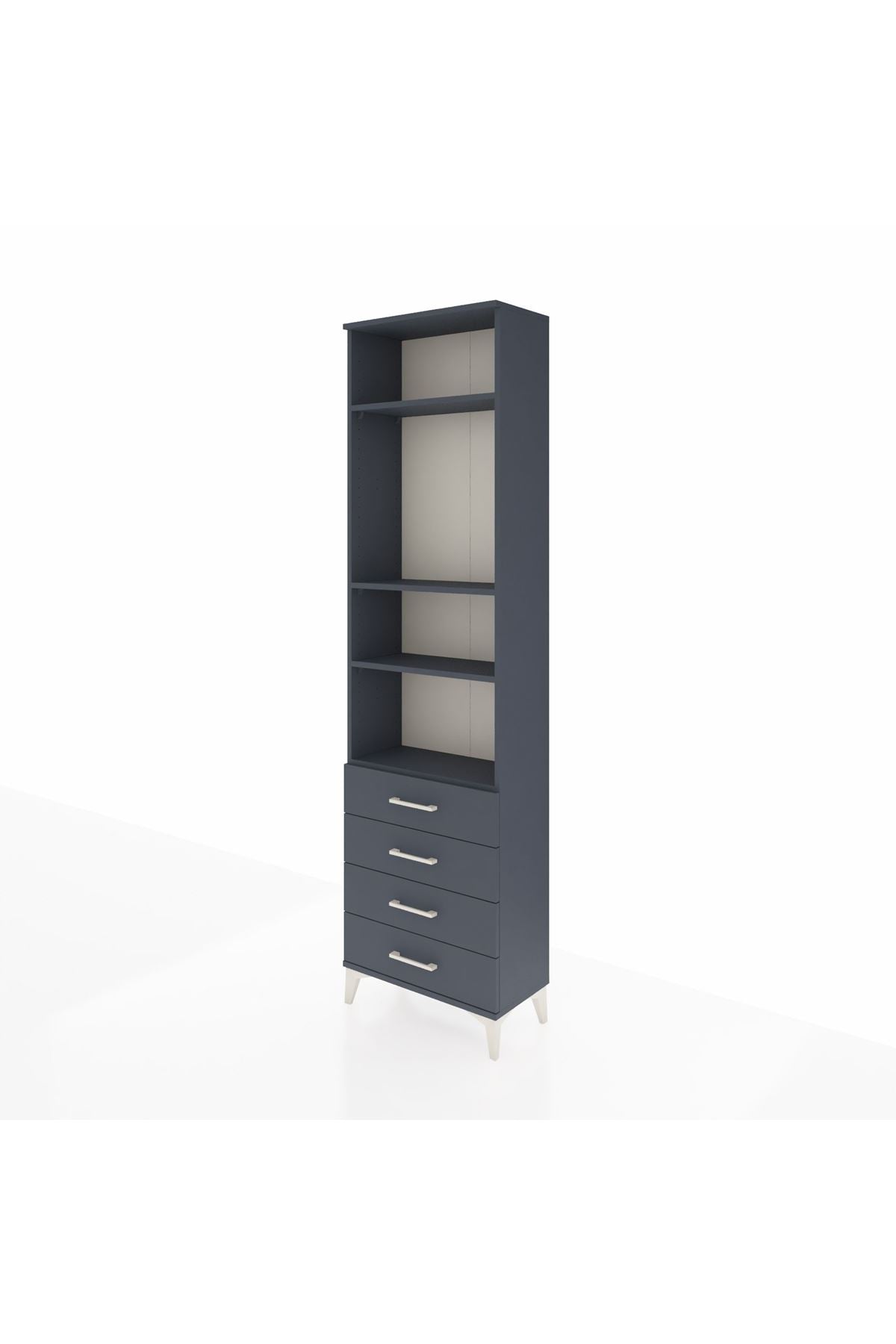 Arges Dolap 4 Raflı 4 Çekmeceli 60x30x221 Antrasit-Antrasit