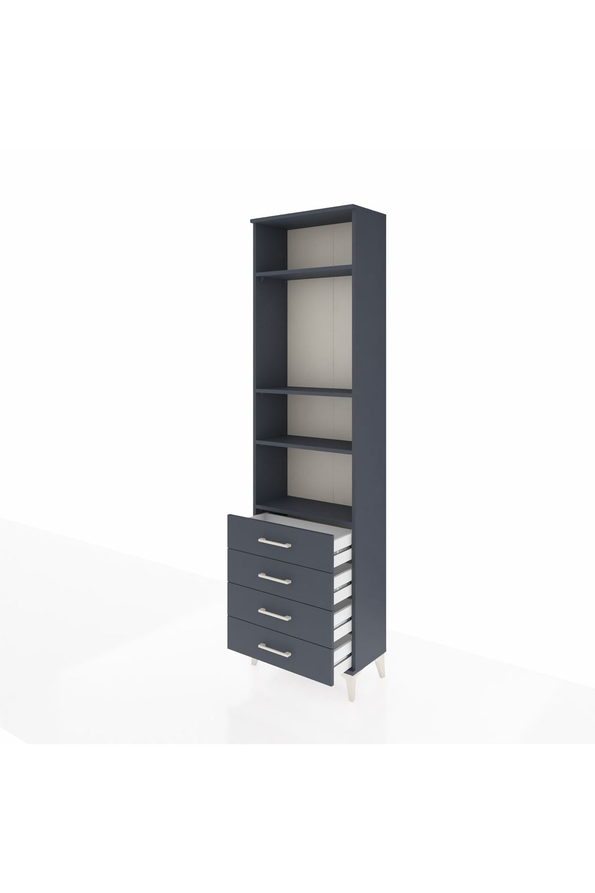 Arges Dolap 4 Raflı 4 Çekmeceli 60x30x221 Antrasit-Antrasit