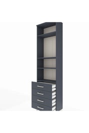 Arges Dolap 4 Raflı 4 Çekmeceli 60x30x221 Antrasit-Antrasit