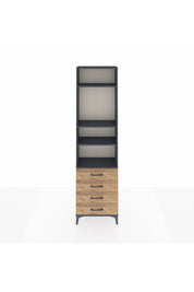 Arges Dolap 4 Raflı 4 Çekmeceli 60x30x221 Antrasit-Çam