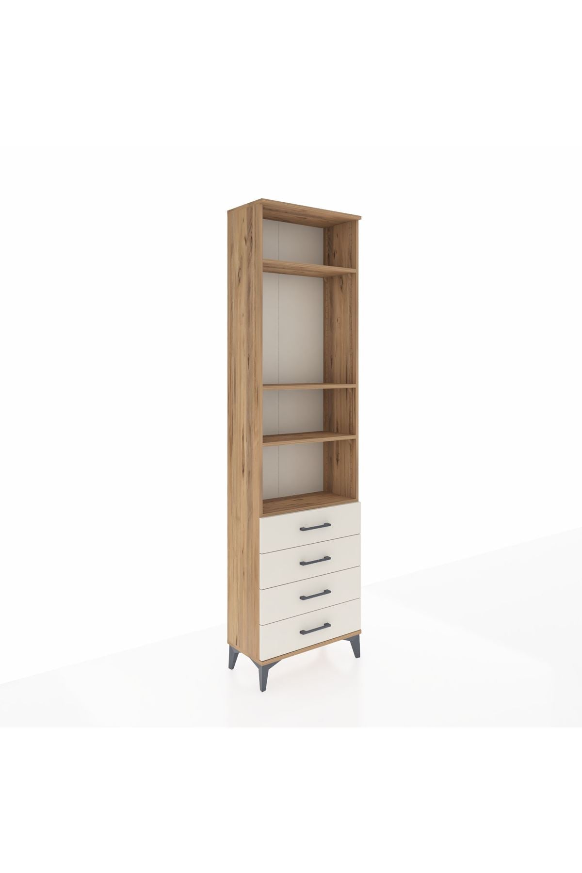 Arges Dolap 4 Raflı 4 Çekmeceli 60x30x221 Çam-Aytaşı