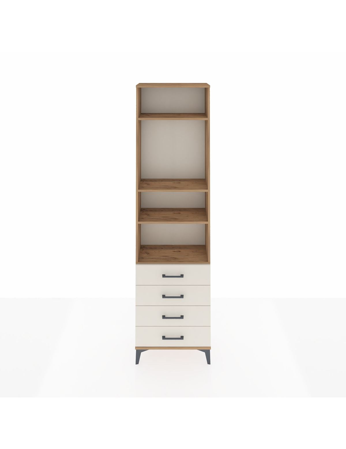 Arges Dolap 4 Raflı 4 Çekmeceli 60x30x221 Çam-Aytaşı