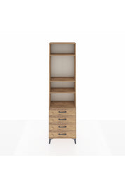 Arges Dolap 4 Raflı 4 Çekmeceli 60x30x221 Çam-Çam