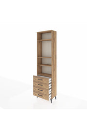 Arges Dolap 4 Raflı 4 Çekmeceli 60x30x221 Çam-Çam