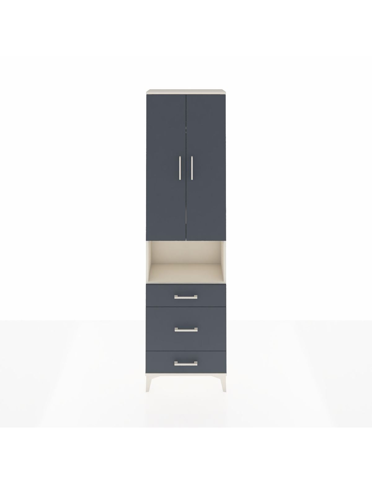 Arges Dolap 3 Raflı 3 Çekmeceli Tek Askılı 60x30x221 Aytaşı-Antrasit