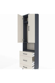 Arges Dolap 3 Raflı 3 Çekmeceli Tek Askılı 60x30x221 Antrasit-Aytaşı