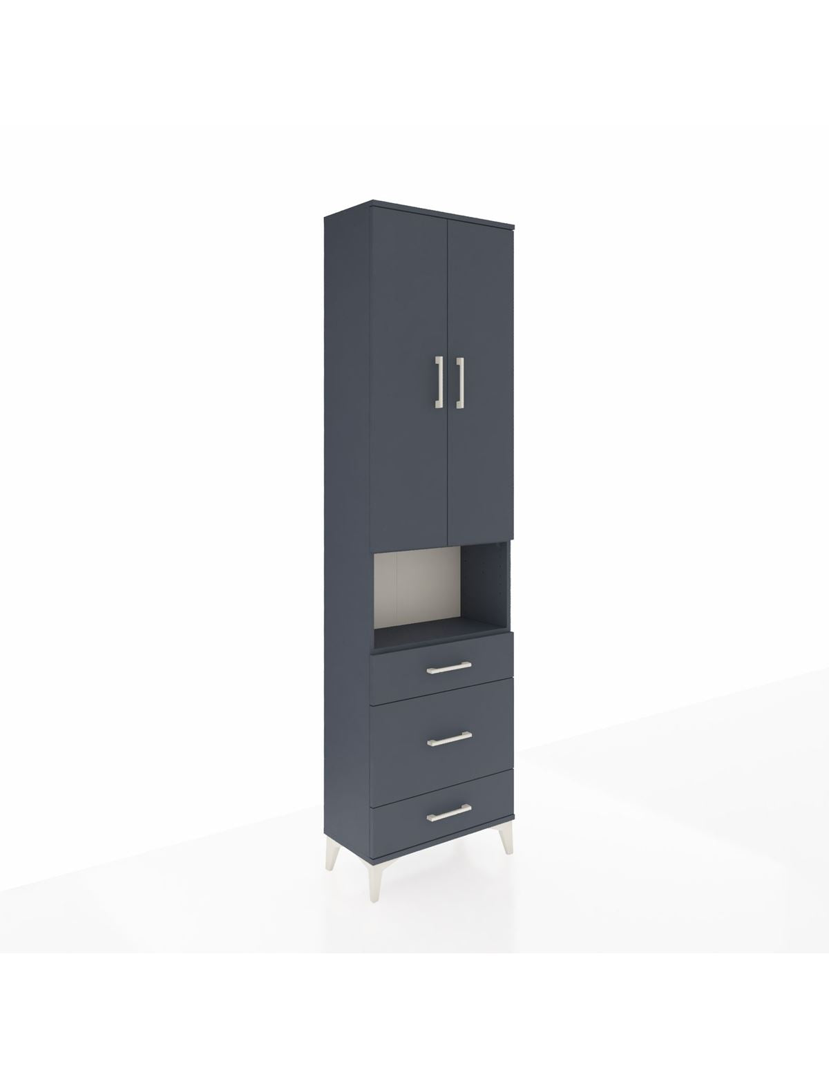 Arges Dolap 3 Raflı 3 Çekmeceli Tek Askılı 60x30x221 Antrasit-Antrasit