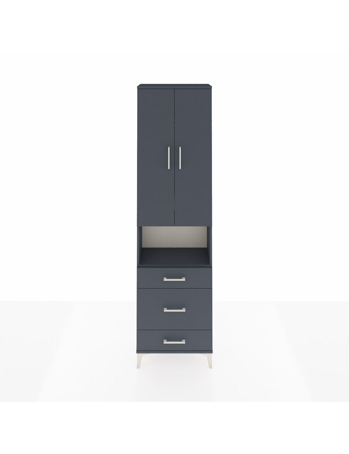 Arges Dolap 3 Raflı 3 Çekmeceli Tek Askılı 60x30x221 Antrasit-Antrasit