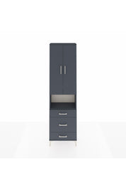 Arges Dolap 3 Raflı 3 Çekmeceli Tek Askılı 60x30x221 Antrasit-Antrasit