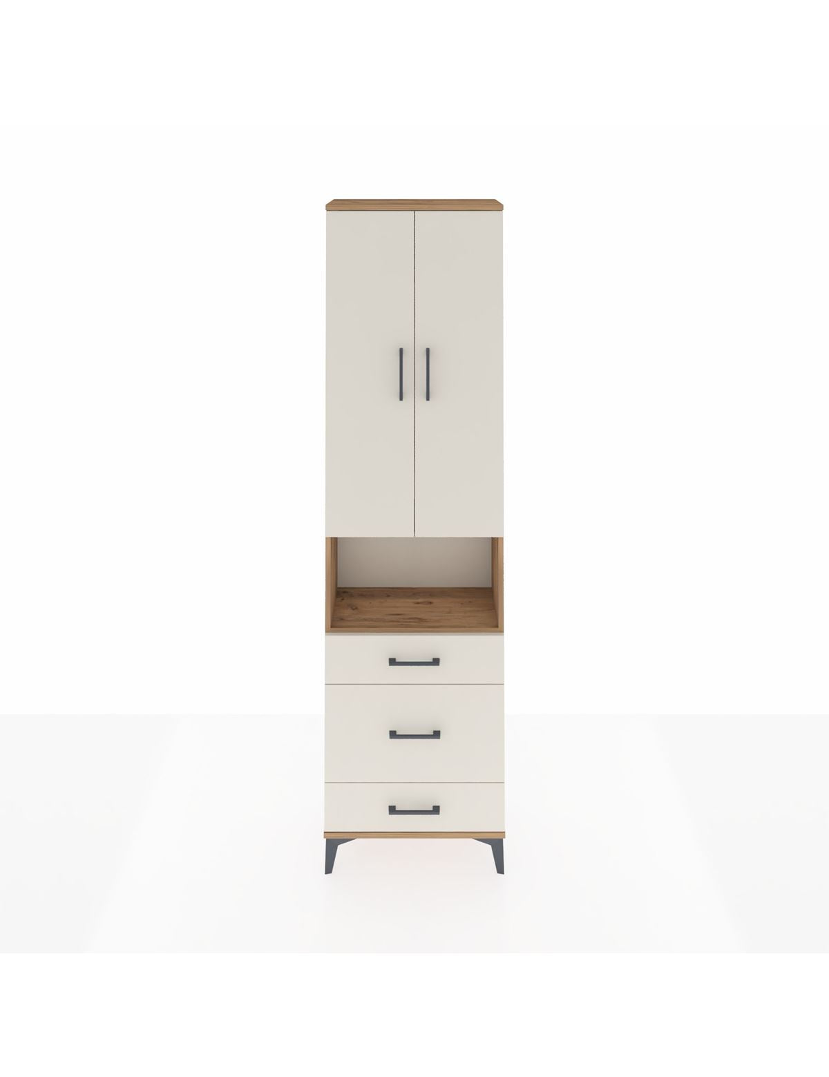 Arges Dolap 3 Raflı 3 Çekmeceli Tek Askılı 60x30x221 Çam-Aytaşı