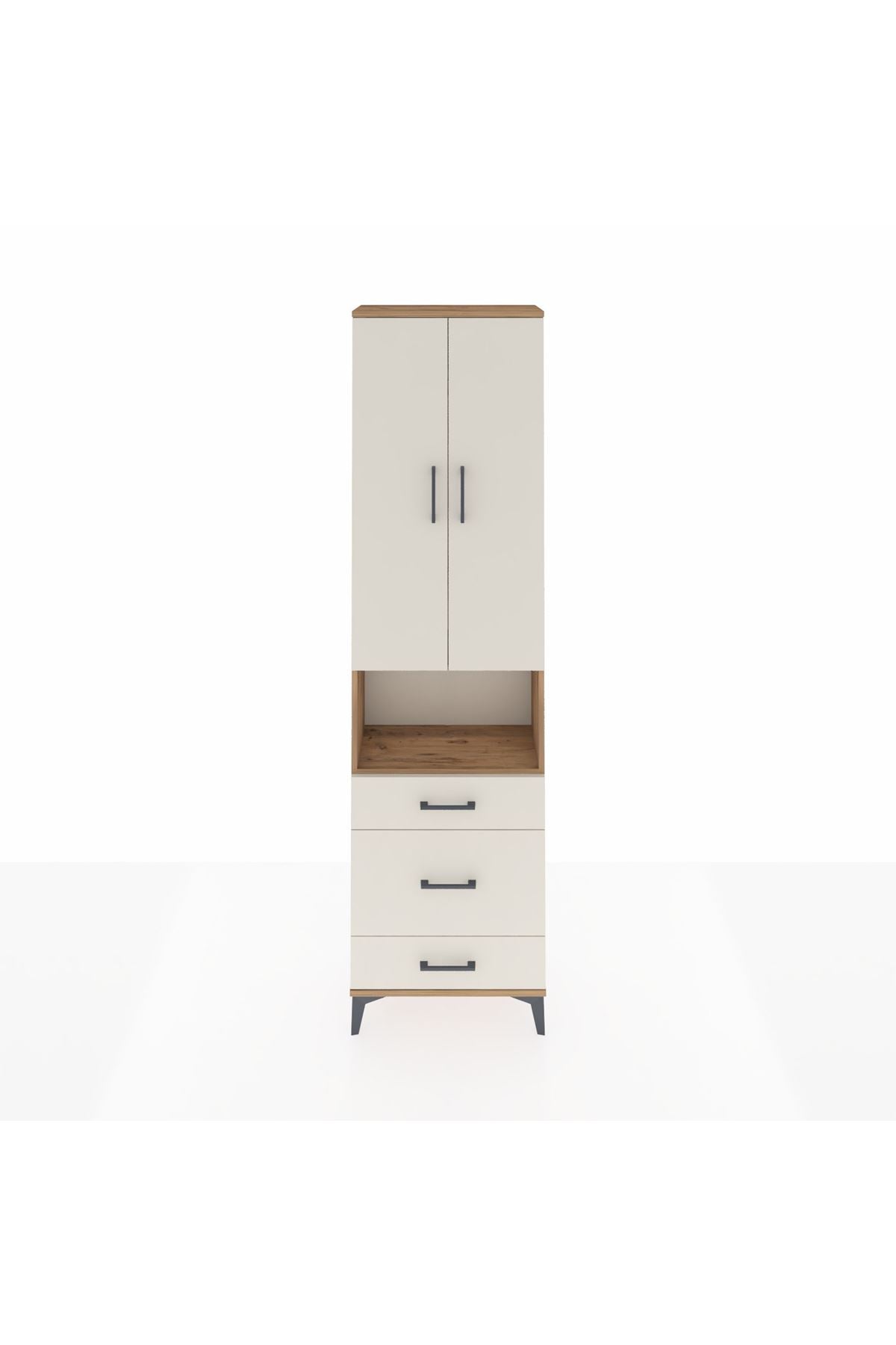 Arges Dolap 3 Raflı 3 Çekmeceli Tek Askılı 60x30x221 Çam-Aytaşı