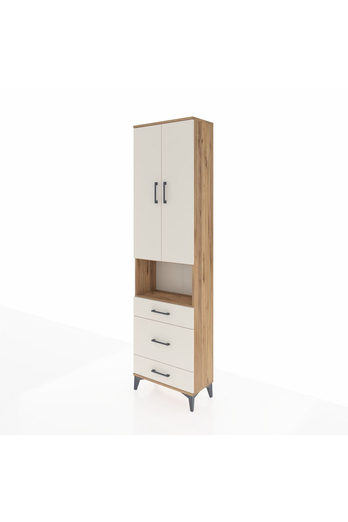 Arges Dolap 3 Raflı 3 Çekmeceli Tek Askılı 60x30x221 Çam-Aytaşı