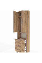 Arges Dolap 3 Raflı 3 Çekmeceli Tek Askılı 60x30x221 Çam-Çam