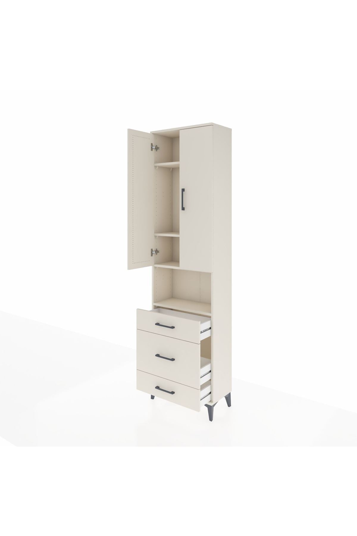 Arges Dolap 4 Raflı 3 Çekmeceli Tek Askılı 60x30x221 Aytaşı-Aytaşı