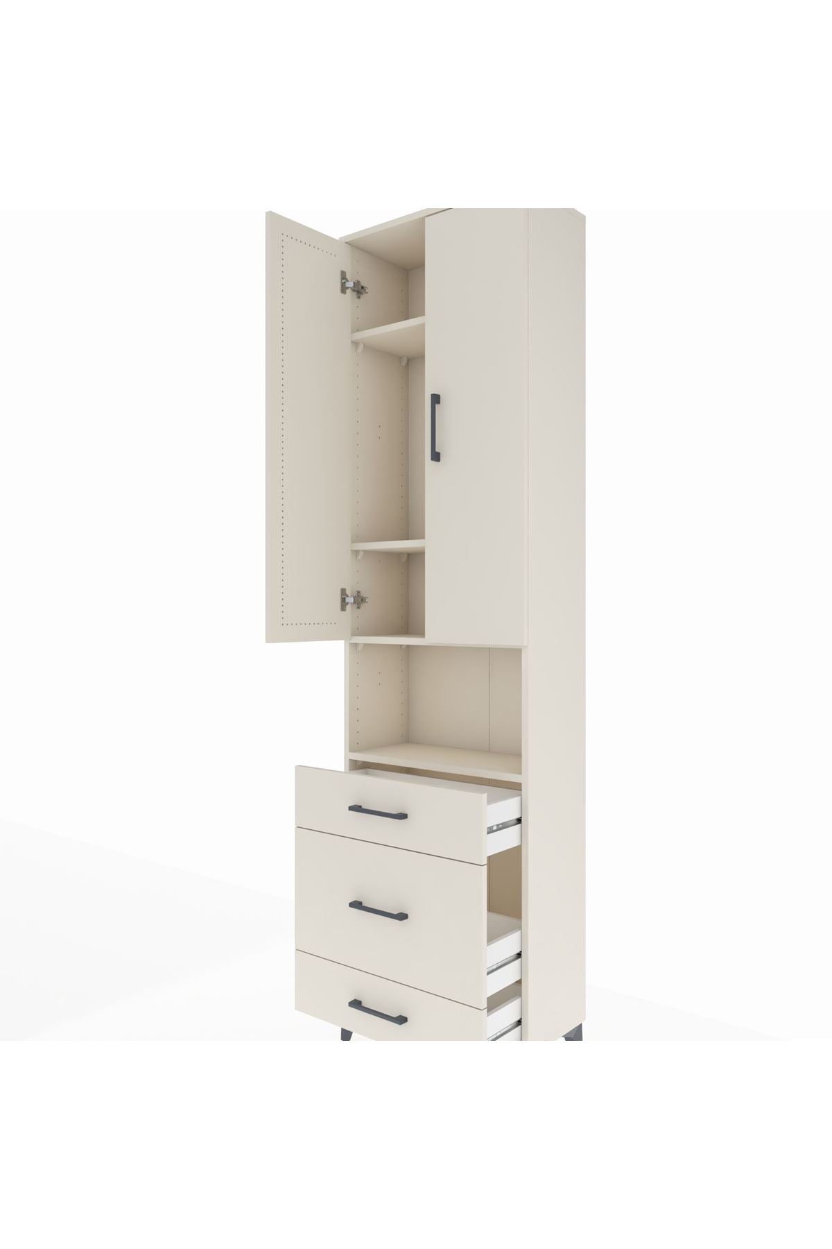 Arges Dolap 4 Raflı 3 Çekmeceli Tek Askılı 60x30x221 Aytaşı-Aytaşı