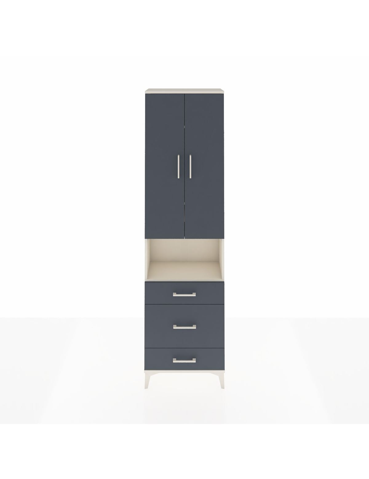 Arges Dolap 4 Raflı 3 Çekmeceli Tek Askılı 60x30x221 Aytaşı-Antrasit