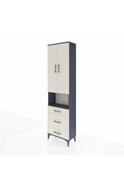 Arges Dolap 4 Raflı 3 Çekmeceli Tek Askılı 60x30x221 Antrasit-Aytaşı