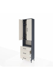 Arges Dolap 4 Raflı 3 Çekmeceli Tek Askılı 60x30x221 Antrasit-Aytaşı