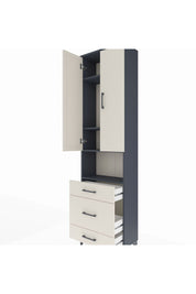 Arges Dolap 4 Raflı 3 Çekmeceli Tek Askılı 60x30x221 Antrasit-Aytaşı