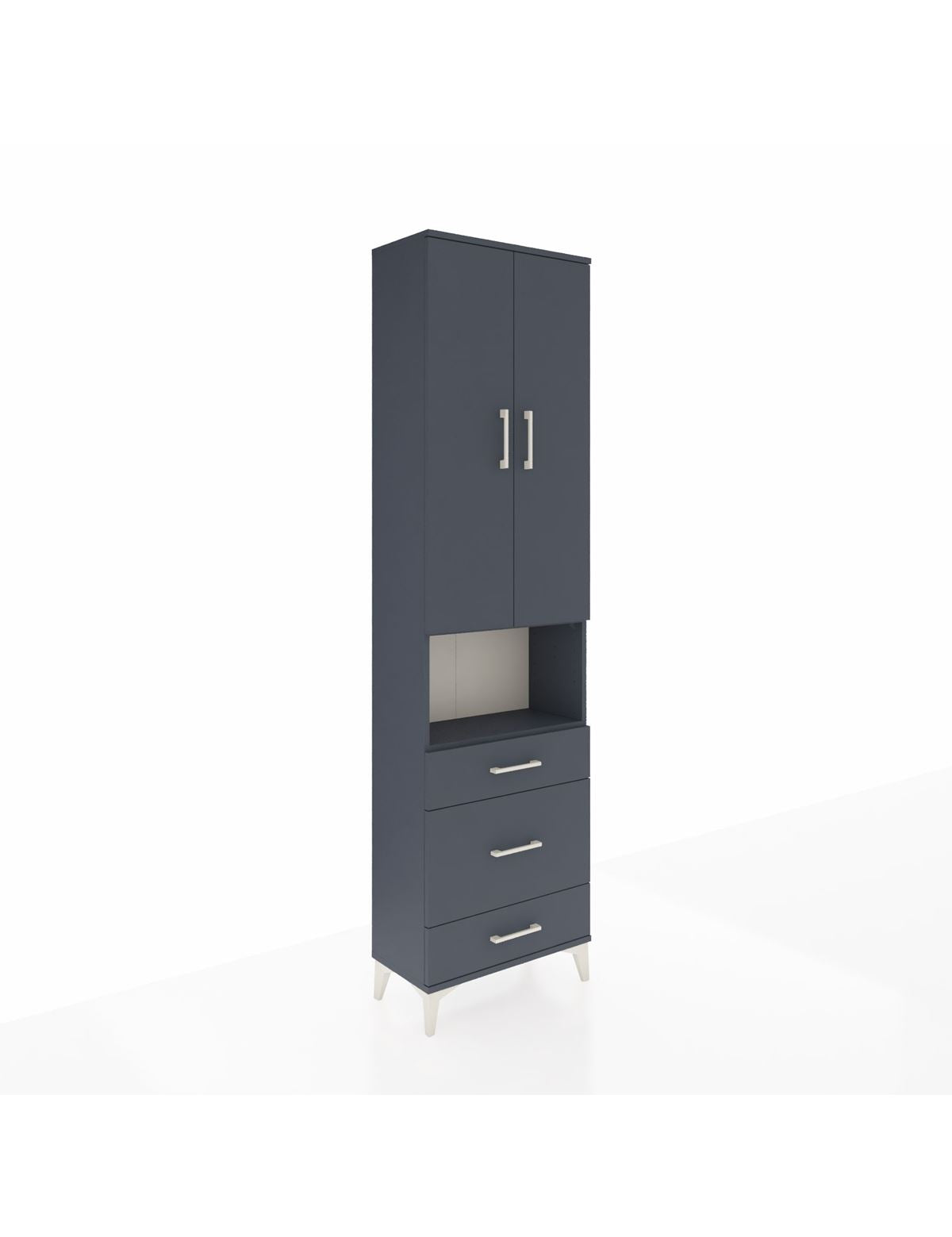 Arges Dolap 4 Raflı 3 Çekmeceli Tek Askılı 60x30x221 Antrasit-Antrasit