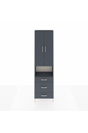 Arges Dolap 4 Raflı 3 Çekmeceli Tek Askılı 60x30x221 Antrasit-Antrasit