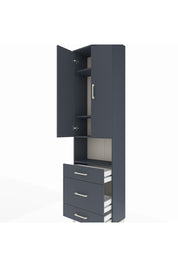 Arges Dolap 4 Raflı 3 Çekmeceli Tek Askılı 60x30x221 Antrasit-Antrasit