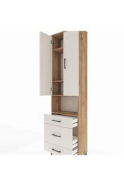 Arges Dolap 4 Raflı 3 Çekmeceli Tek Askılı 60x30x221 Çam-Aytaşı