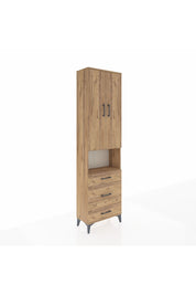 Arges Dolap 4 Raflı 3 Çekmeceli Tek Askılı 60x30x221 Çam-Çam