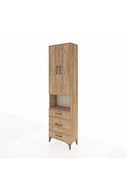 Arges Dolap 4 Raflı 3 Çekmeceli Tek Askılı 60x30x221 Çam-Çam