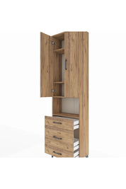 Arges Dolap 4 Raflı 3 Çekmeceli Tek Askılı 60x30x221 Çam-Çam