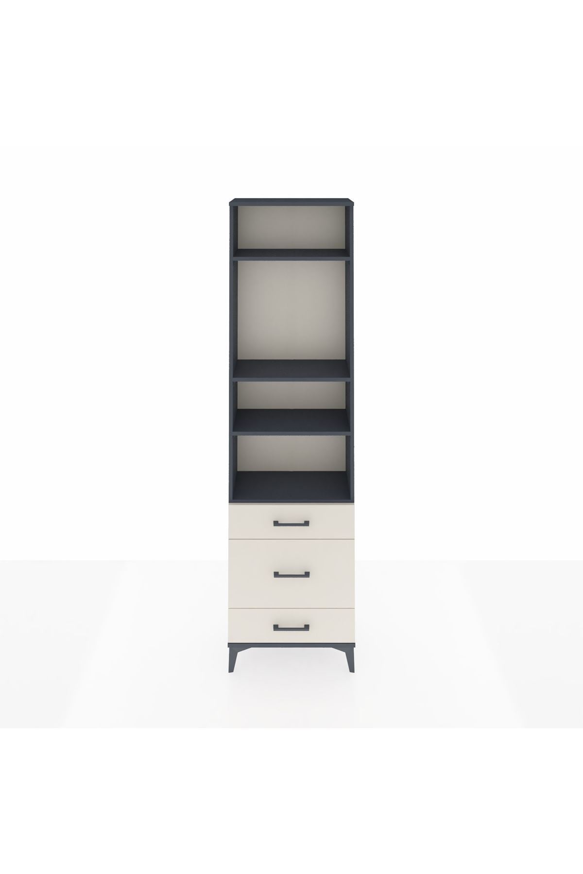 Arges Dolap 4 Raflı 3 Çekmeceli 60x30x221 Antrasit-Aytaşı