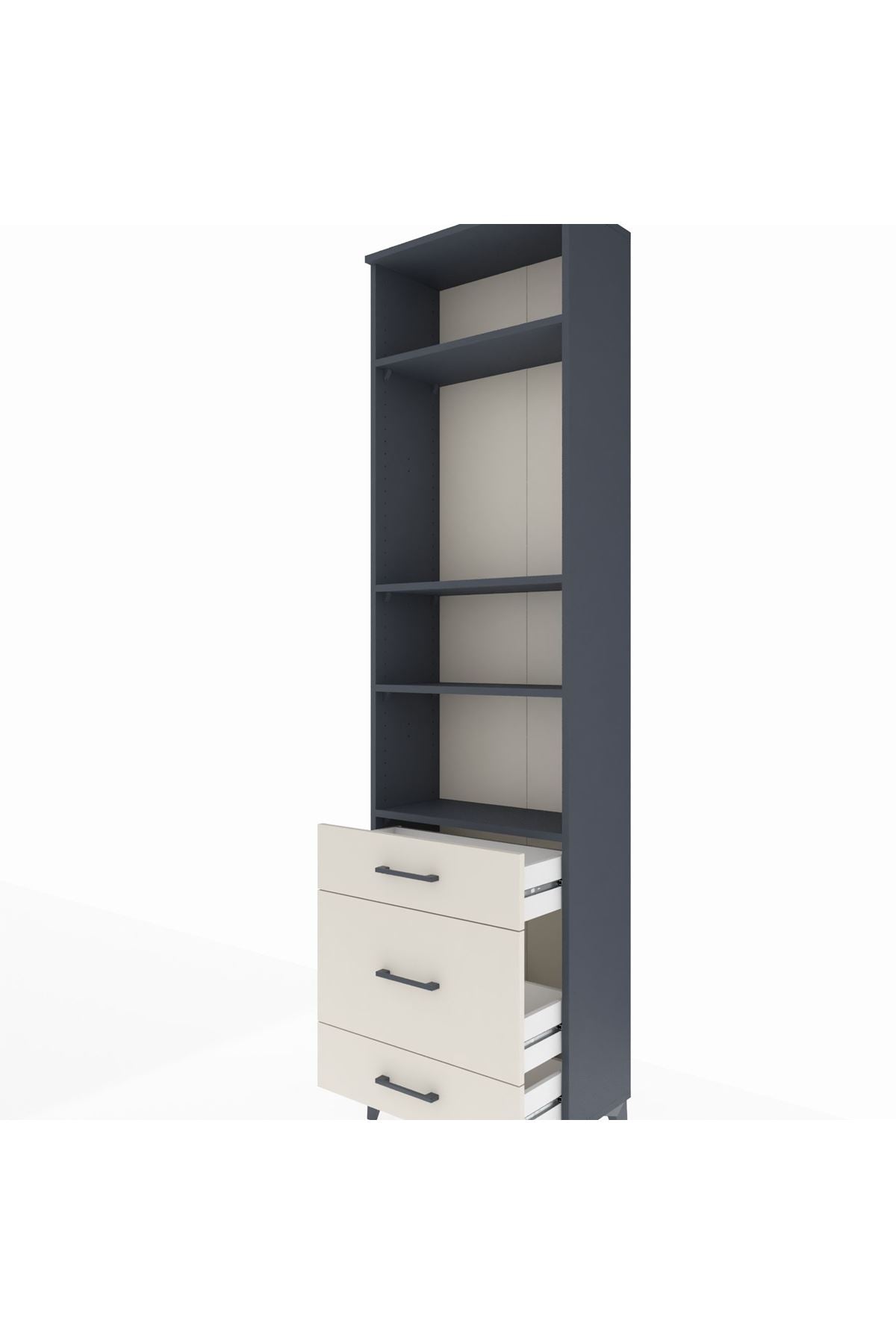 Arges Dolap 4 Raflı 3 Çekmeceli 60x30x221 Antrasit-Aytaşı