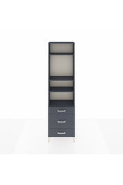Arges Dolap 4 Raflı 3 Çekmeceli 60x30x221 Antrasit-Antrasit