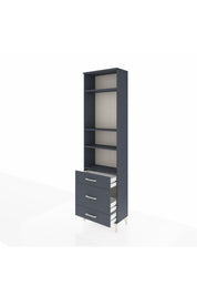 Arges Dolap 4 Raflı 3 Çekmeceli 60x30x221 Antrasit-Antrasit