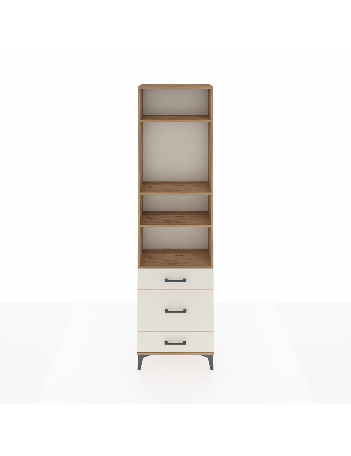 Arges Dolap 4 Raflı 3 Çekmeceli 60x30x221 Çam-Aytaşı