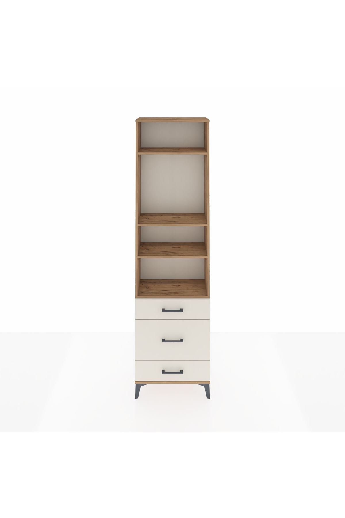 Arges Dolap 4 Raflı 3 Çekmeceli 60x30x221 Çam-Aytaşı